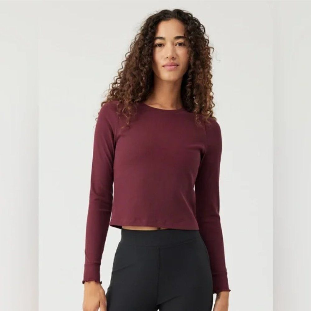 Outdoor Voices Superform Ribbed Long-Sleeve Crop Top Size XXL